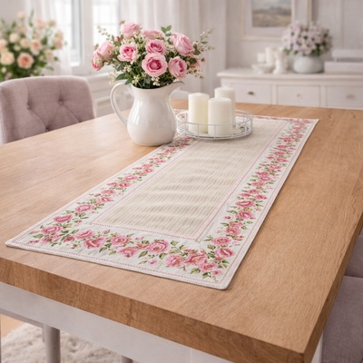 Evenit Bavlnený obrus – behúň 45 x 90 cm divé ruže a margarétky 6377 Bavlna 45x90 cm