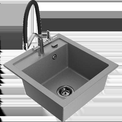 Vito гранитна мивка с 1 камера и кухненски смесител Duo, сив - 6503-71-671701-07-B (6503-71-671701-07-B)