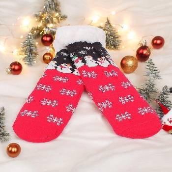 Мъжки коледни чорапи в червено и черно със снежни човеци