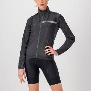 Castelli Дамско яке Castelli Womens Squadra Stretch Long Sleeve Reflective Performance Cycling Jacket - Light Black