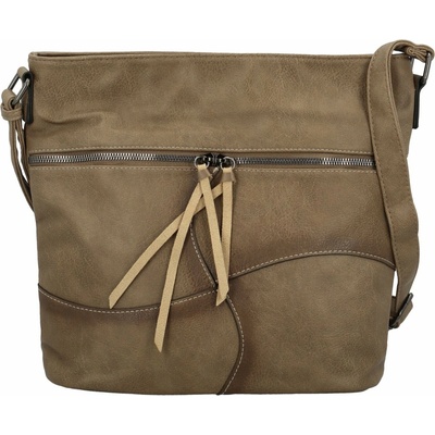 Stylová dámská koženková crossbody kabelka Herta khaki