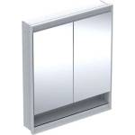 Geberit ONE - Огледален шкаф с LED осветление, 75x90x15 см, 2 врати, с ниша, вграден, алуминий 505.822. 00.1 (505.822.00.1)