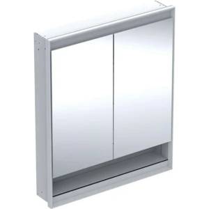 Geberit ONE - Огледален шкаф с LED осветление, 75x90x15 см, 2 врати, с ниша, вграден, алуминий 505.822. 00.1 (505.822.00.1)