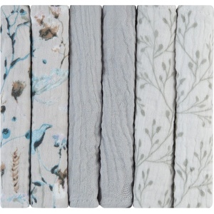 KikkaBoo Комплект 6 бр муселинови кърпички 30х30 см Dreamy Fields Grey (31103010113)