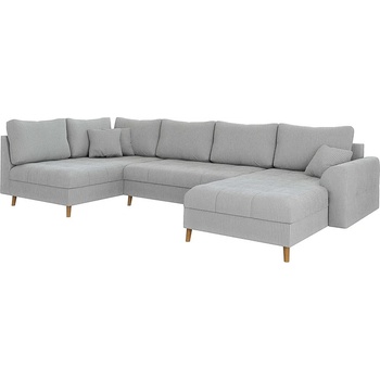 ROPEZ Светлосив ъглов диван от рипсено кадифе (десен ъгъл/"U" форма) Ariella - Ropez (Ariella Narożnik U - Prawa OT tk. Lincoln 86 nogi natura)