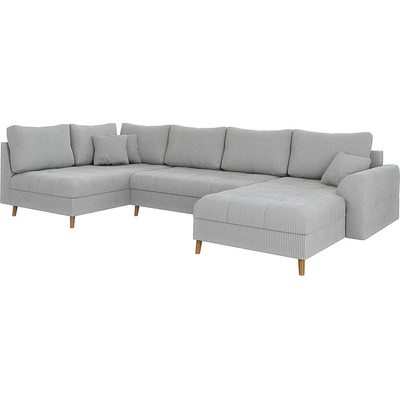 ROPEZ Светлосив ъглов диван от рипсено кадифе (десен ъгъл/"U" форма) Ariella - Ropez (Ariella Narożnik U - Prawa OT tk. Lincoln 86 nogi natura)