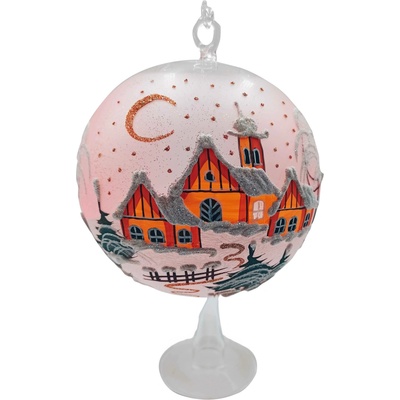 Skleněný svícen lampion ruční výroby 15 - růžový