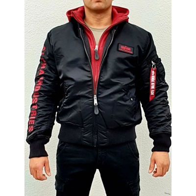 Alpha Industries zimná bunda MA-1 D-Tec SE black/red čierna