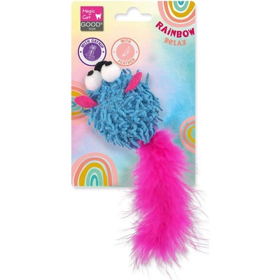 Magic Cat Rainbow Relax myš s pírkem a šantou 6 cm