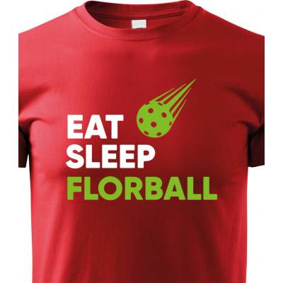 Dětské tričko s potiskem Eat sleep florbal ČervenáCanvas Dětské tričko Bezvatriko.cz 1379
