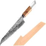 HARAHU Дамаски кухненски нож na-35092 - Кафяв / С калъф kp35092