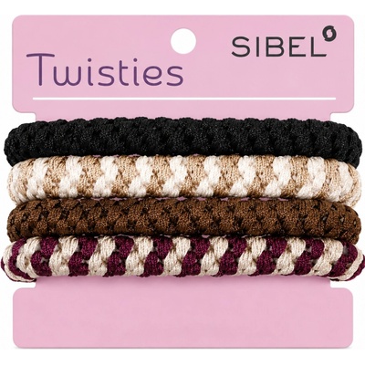 Sinelco Gumičky do vlasů - textilní Sibel Twisties 4 ks Brown, Black