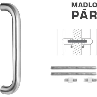 FT - MADLO kód K01 Ø 30 mm UN pár Rozteč madla: 600 mm, Dĺžka: 630 mm, Rozmer profilu madla: Ø 30 mm