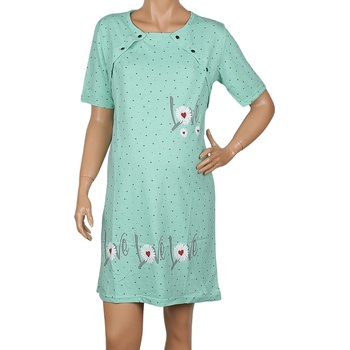 Image 1 of Нощница за кърмачки в зелено с маргарити