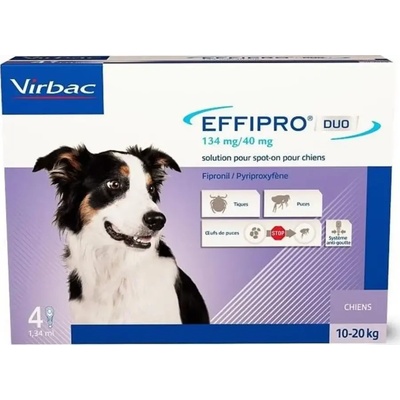 Virbac Effipro DUO Spot-on M - Пипета за кучета 10-20 кг (Срещу бълхи, кърлежи, яйца и ларви)