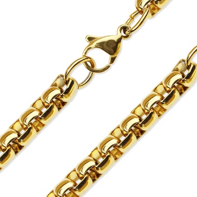 Šperky eshop Řetízek z oceli zlaté barvy, lesklá oválná očka AA25.12
