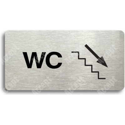 ACCEPT Piktogram WC VPRAVO DOLŮ - stříbrná tabulka - černý tisk bez rámečku
