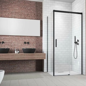 Radaway Правоъгълна душ кабина с плъзгаща се врата Radaway Idea KDJ 110x100 см матово черно-прозрачно покритие дясна (387041-54-01R+387052-54-01L)