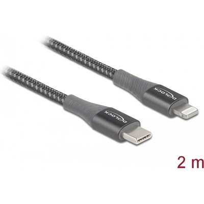 Delock Кабел за данни и зареждане USB Type-C - Lightning за iPhone , iPad и iPod сив 2 м M