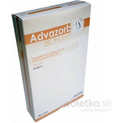 Advazorb Borderkrytie na rany samopriľnavé atraumatické 10 x 20 cm 10 ks