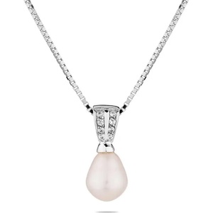 Swan Сребърно колие със сладководна бяла перла и цирконий SP0362W Swan