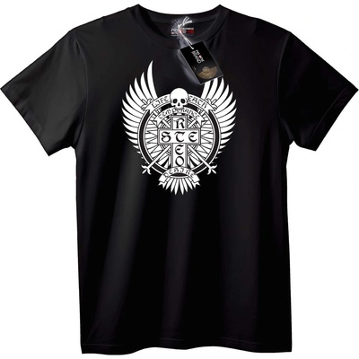 NOONEBRAND Тениска Череп с Крила и Кръст - 5XL, White