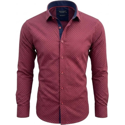 Ego Man pánská košile regular fit dlouhý rukáv EKR-1236 bordo