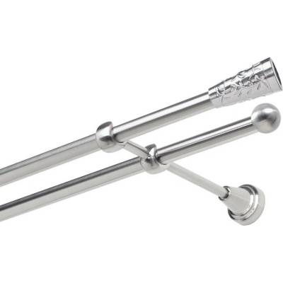 OK-GarnýžeCZ Garnýž kovová dvouřadá 19mm Sevilla nerez 210 cm do stěny / na tunýlek - bez kroužků