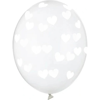 Image 1 of PartyDeco Балон - полупрозрачен с бели сърца