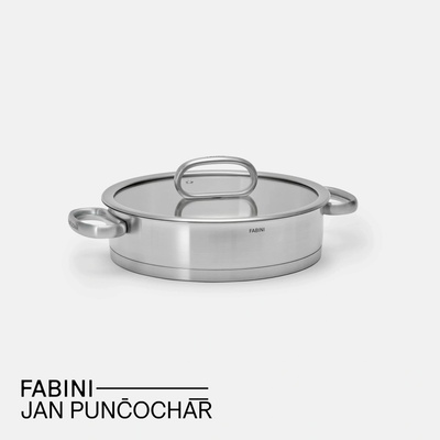 FABINI Servírovací tegame pánev & Punčochář, ø 24 cm (2 l) - Nerezová beznýtová pánev z jednovrstvé nerezové oceli se skleněnou poklicí