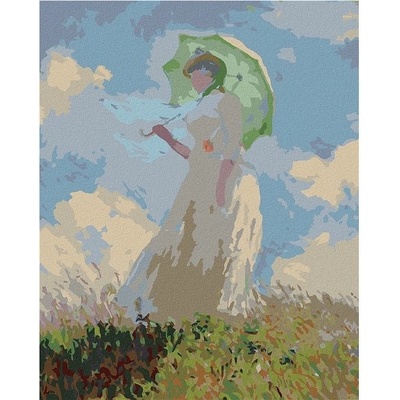 zuty Malování Podle Čísel Žena Se Slunečníkem Otočená Vlevo Claude Monet 80 x 100 Cm Plátno
