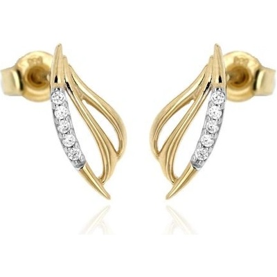 Zlatnictví U Kostela zlaté náušnice lístečky s kamínky 458