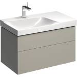 Geberit Долен шкаф за мивка с окачен плот, ляв сифон, Geberit Xeno2 greige, 2 чекмеджета, 88 см (500.515.00.1)