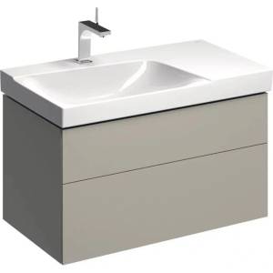 Geberit Долен шкаф за мивка с окачен плот, ляв сифон, Geberit Xeno2 greige, 2 чекмеджета, 88 см (500.515.00.1)