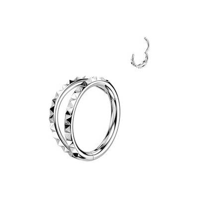 Šperky4U Piercing dvojitý segment kruh TITAN s hrotíky TIT1755-1208