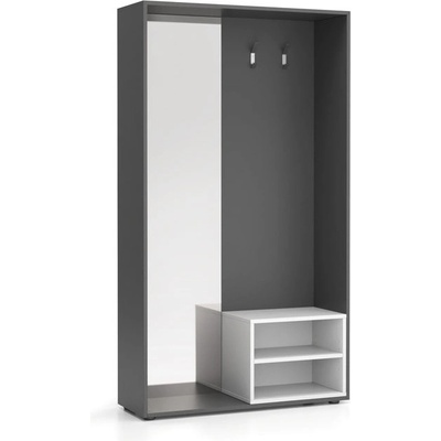 Plan Šatní stěna Border s botníkem a zrcadlem 2 háčky grafit bílá – Zboží Mobilmania