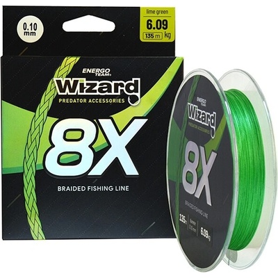 WIZARD - Pletená šnúra 8X Lime Green 0,10 mm 6,09 kg 135 m