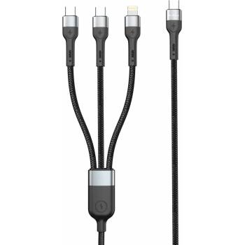 DeTech Кабел DeTech DE-51CCL, от USB C(м) към 2x USB C(м), Lightning, 1m, 60W, черен