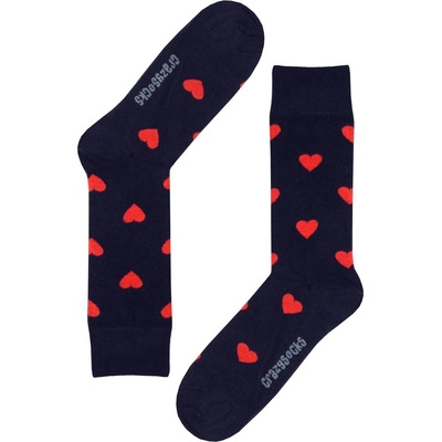 Crazysocks Valentínské ponožky so srdiečkami tmavo modrá