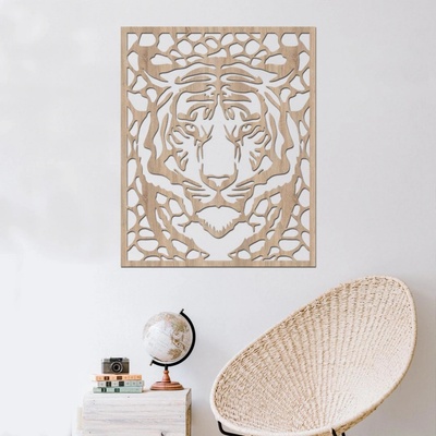 dřevo života Dřevěná dekorace na zeď TIGER Rozměry (cm): 40x39, Zvolte barvu dekoru: Dub Sonoma
