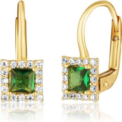 JVD Dámské klasické náušnice se zirkony a smaragdy ryz. 585/1000 ZE0901XJ72-3100