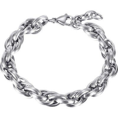 Šperky eshop náramek z oceli hustě propletená oválná očka stříbrná SP49.21