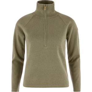Fjällräven Дамски вълнен пуловер Fjällräven Women's Övik Lite Half Zip Wool jumper - Light Olive - размер XL (105-7040-0416)