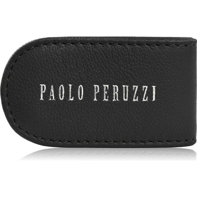 Paolo Peruzzi Černý kožený magnetický klip na bankovky Jasur