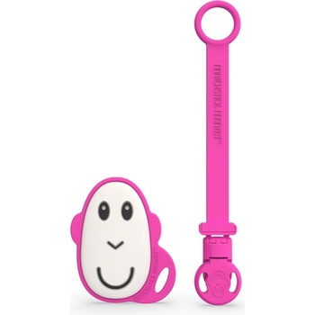 Matchstick Monkey Flat Face Teether & Soother Clip подаръчен комплект за деца Pink