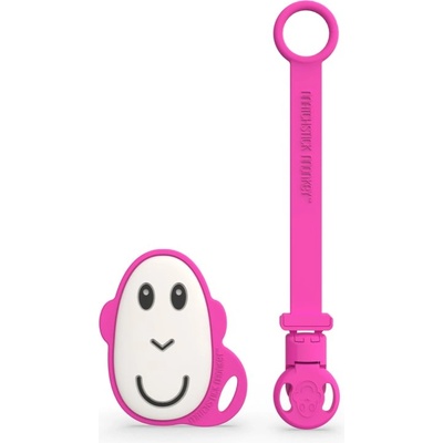 Matchstick Monkey Flat Face Teether & Soother Clip подаръчен комплект Pink(за деца )