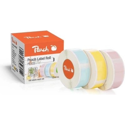 PEACH PE101 12 x 40 mm 3 x 180 ks termální syntetický papír modrá žlutá růžová
