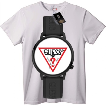 NOONEBRAND Тениска с лого GUESS часовник - M, Black