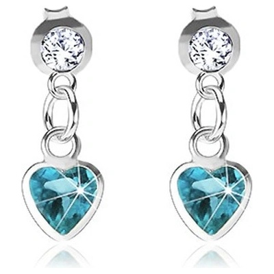 Šperky eshop náušnice tyrkysové srdce tyčinka s kuličkou čirý krystal Swarovski I30.14