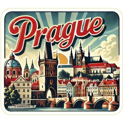 Samolepka ČR Prague s mostom 5,3 x 6 cm - farebná